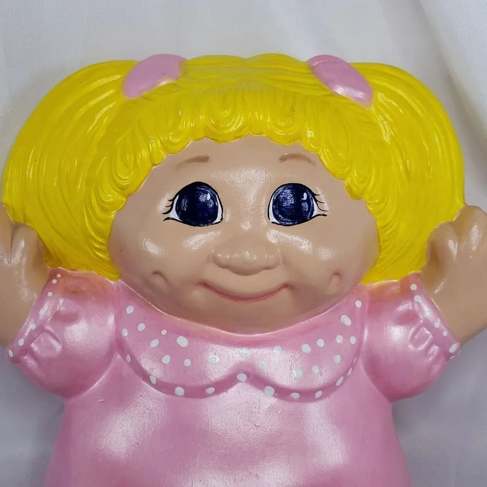 Cabbage Patch Kids Ceramic Figure hand painted Pink Blonde Girl 7.5 inches Tall